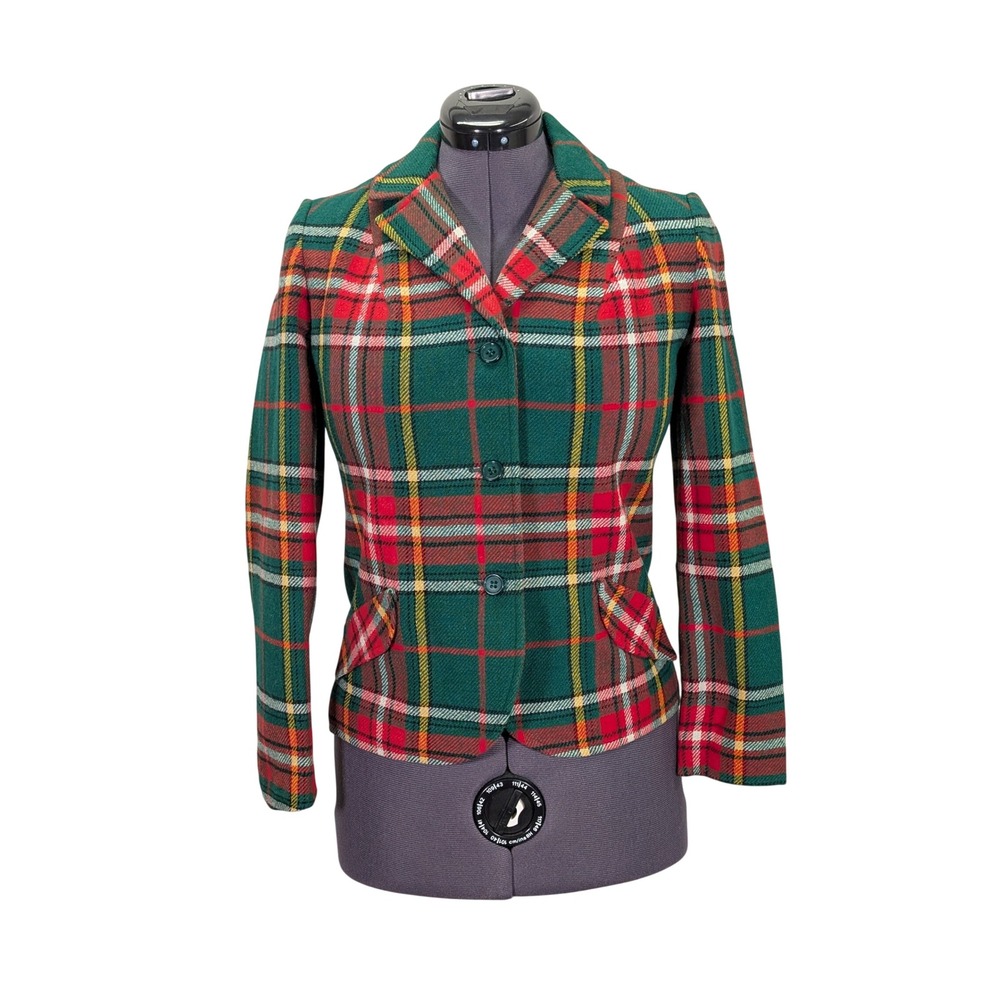 Bobbie Brooks Plaid Wool Blazer Women's XS/S Fitted Jacket‎ Vintage USA Made